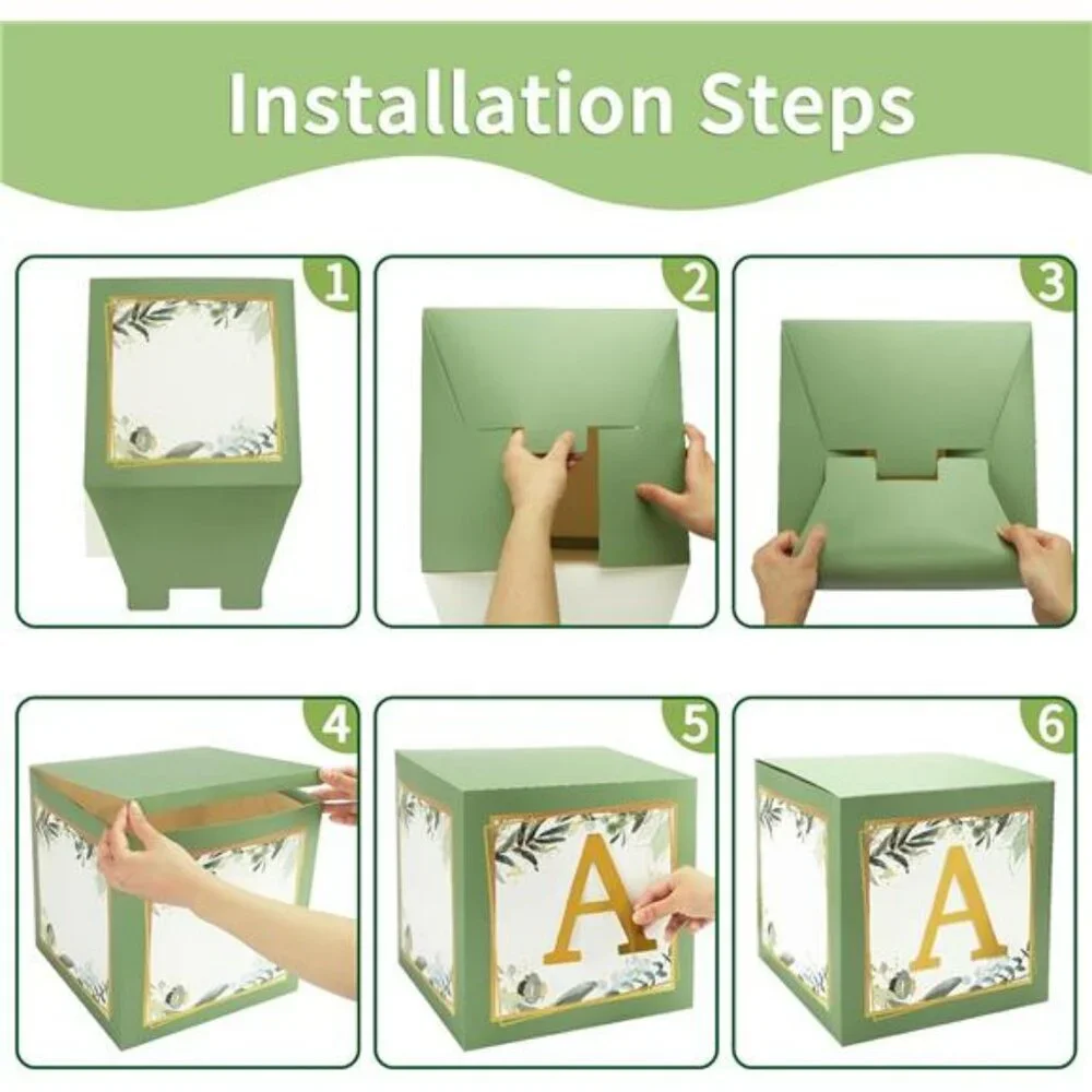 Sage Green Baby Shower Balloon Boxes Gender Reveal Party Decorations Set